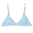 Сексуальное женское нижнее белье кружевной топ без косточек, мягкий сетчатый бюстгальтер, женский бюстгальтер без косточек, треугольный бюстгальтер, синее нижнее белье