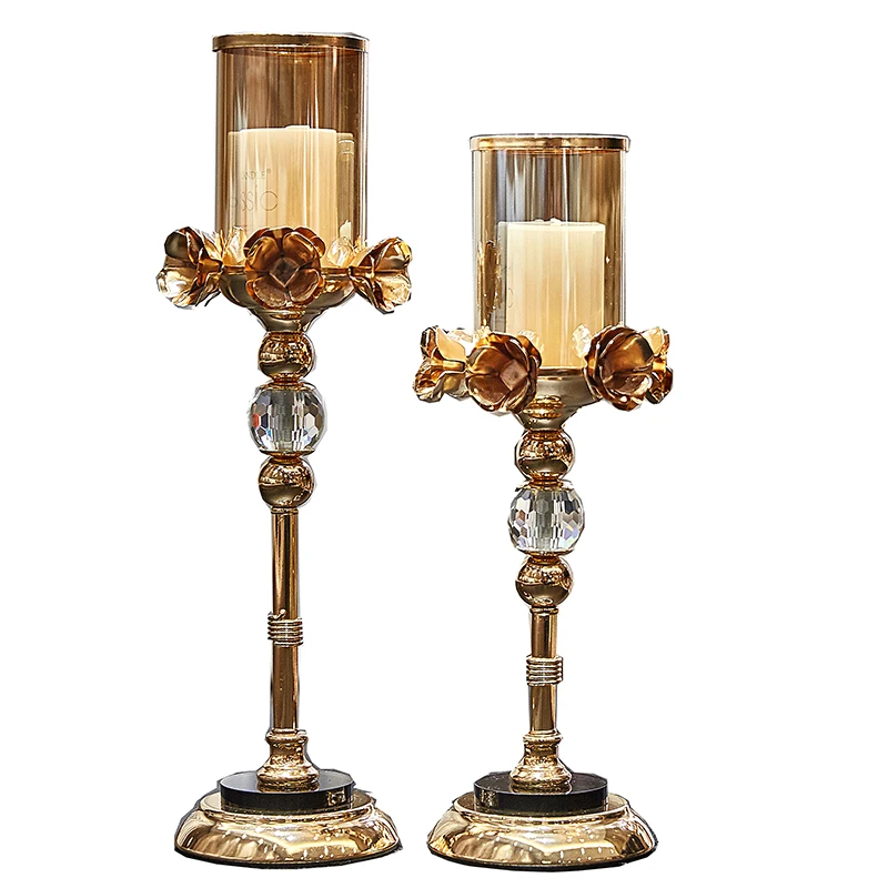 

Wedding Glass Candle Holders Golden Nordic Light Luxury Romantic Dinner Candle Holder Cylinder Swiecznik Home Decoration BF50CH
