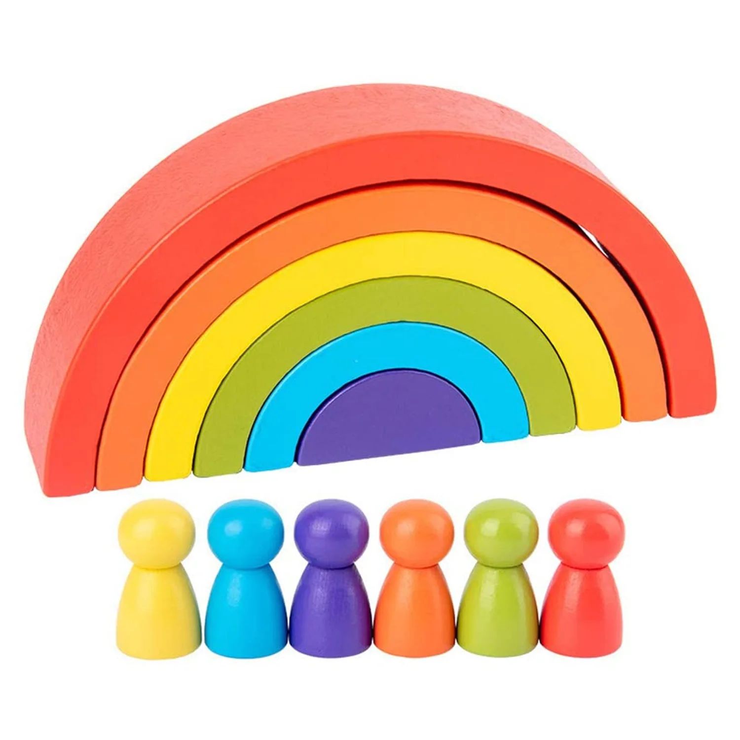 

6 шт., детский Деревянный конструктор «Радуга»