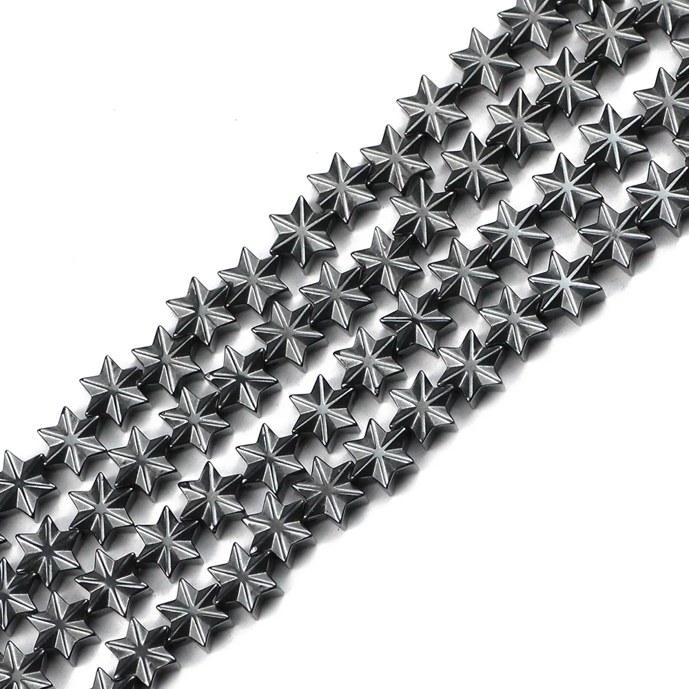 UPGFNK гексаграмма натуральный черный гематит камень разделитель 7x8 мм