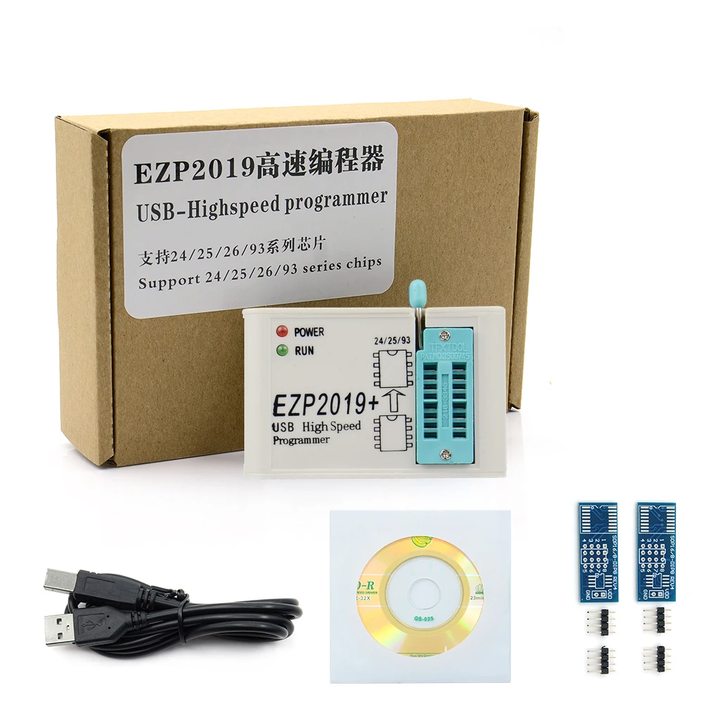 

USB-программатор EZP2019 SPI с 2 адаптерами поддержка Win7 и Win8 24 25 93 EEPROM Flash Bios Minipro чип калькулятор маленький