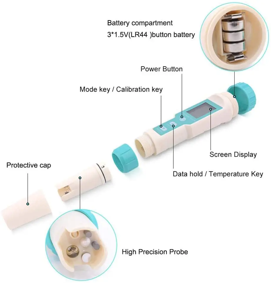 Monitor de calidad del agua 7 en 1, medidor de pH, salinidad EC, S.G, Tds, temperatura, ORP, para enmarcar la cocina del agua de mar