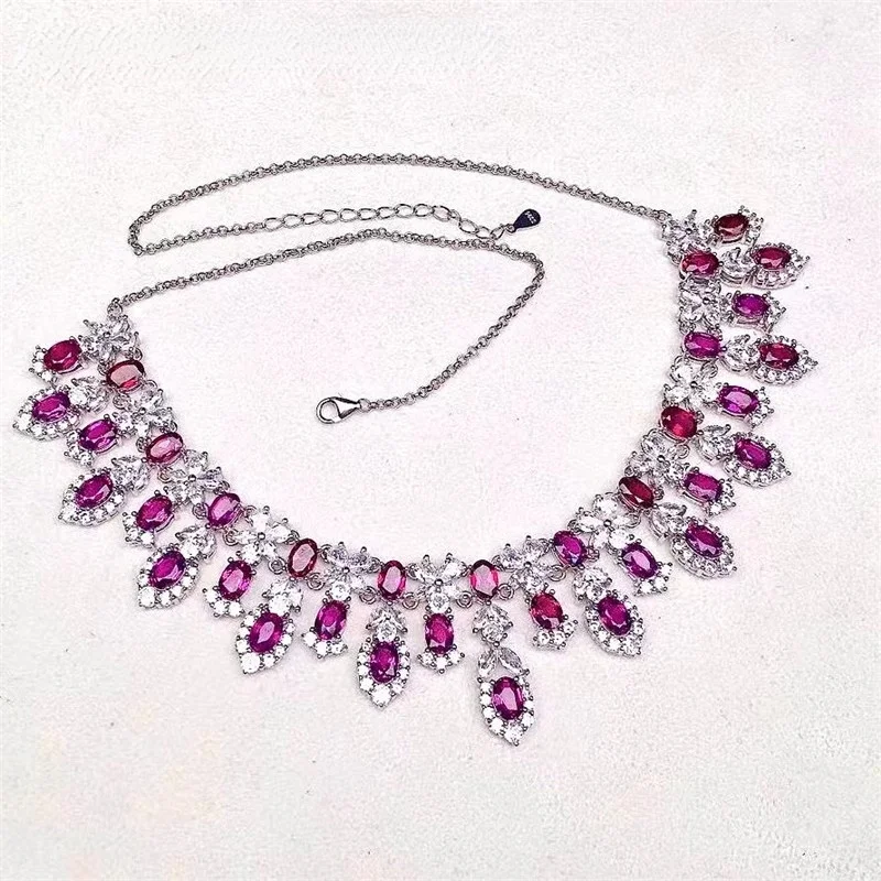 

MDINA New 925 silver inlaid natural garnet necklace luxury jewelry designers sales with free shipping clearance sale