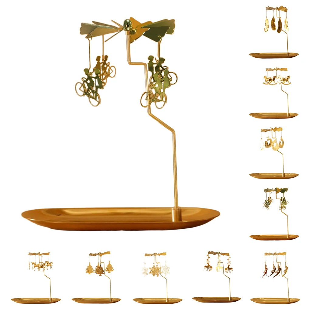 Вращающийся подсвечник Рождественская карусель крутясветильник для чая в виде