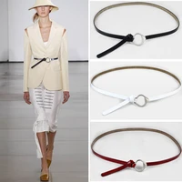 hot sale womens leather fashion sliver buckle dress decorated thin belt chain waistband ceinture femme cinturones para mujer