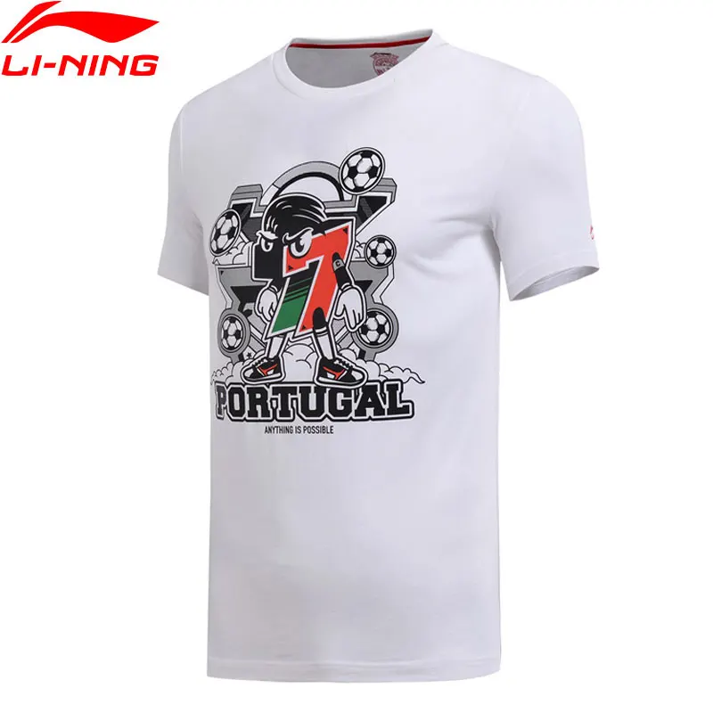 Li-Ning Мужская трендовая футболка из хлопка, Повседневная дышащая удобная спортивная футболка с подкладкой, топы AHSN183 MTS2774