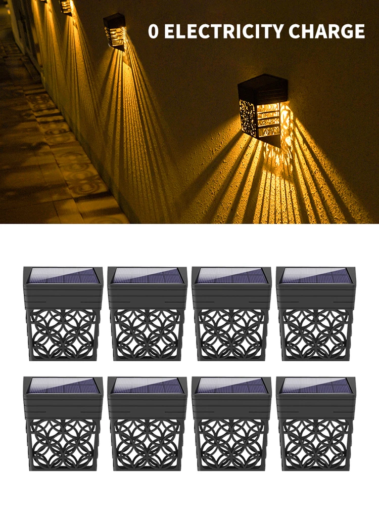 

8 Pack Solar Wall Light Outdoor Solar Led Waterproof Lighting for Deck,Fence, Patio, Front Door, Stair, Landscape, Driveway Path