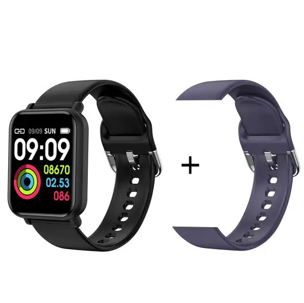 Black add blue strap R16 Смарт-часы IP68 Водонепроницаемые Смарт-часы пульсометр Монитор артериального давления фитнес-трекер для мужчин и женщин смарт-браслет PK B57 - Цвет: Black add blue strap