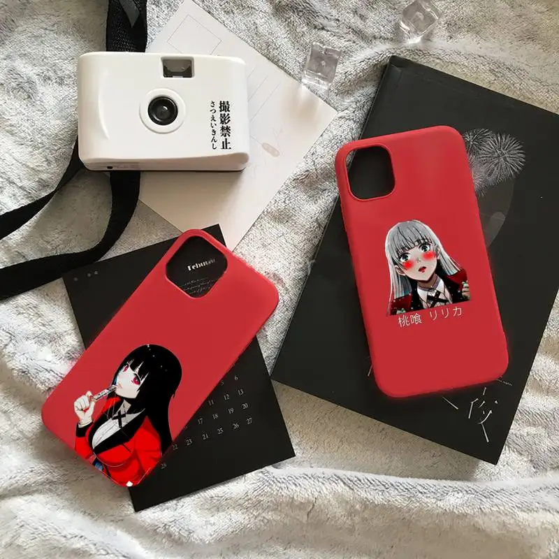 

Kakegurui Jabami Yumeko anime Phone Case Candy Color for iPhone 6 7 8 11 12 s mini pro X XS XR MAX Plus