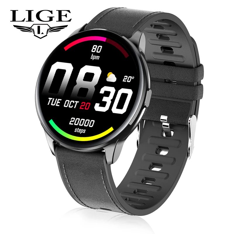 

LIGE Smart Watch Men Full Touch Screen Heart Rate Blood Pressure Pedometer Watch Sport Waterproof Smartwatch reloj inteligente