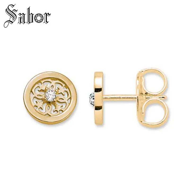 Женские серьги гвоздики золотого и серебряного цвета в этническом