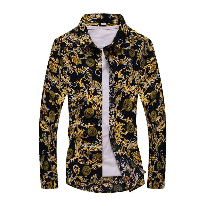 Серый Новая модная рубашка с длинными рукавами, 5XL, 6XL, 7XL, 8XL, большой размер, Повседневная рубашка, камуфляжная, с принтом, Пляжная, английская, тонкая рубашка - Цвет: Серый