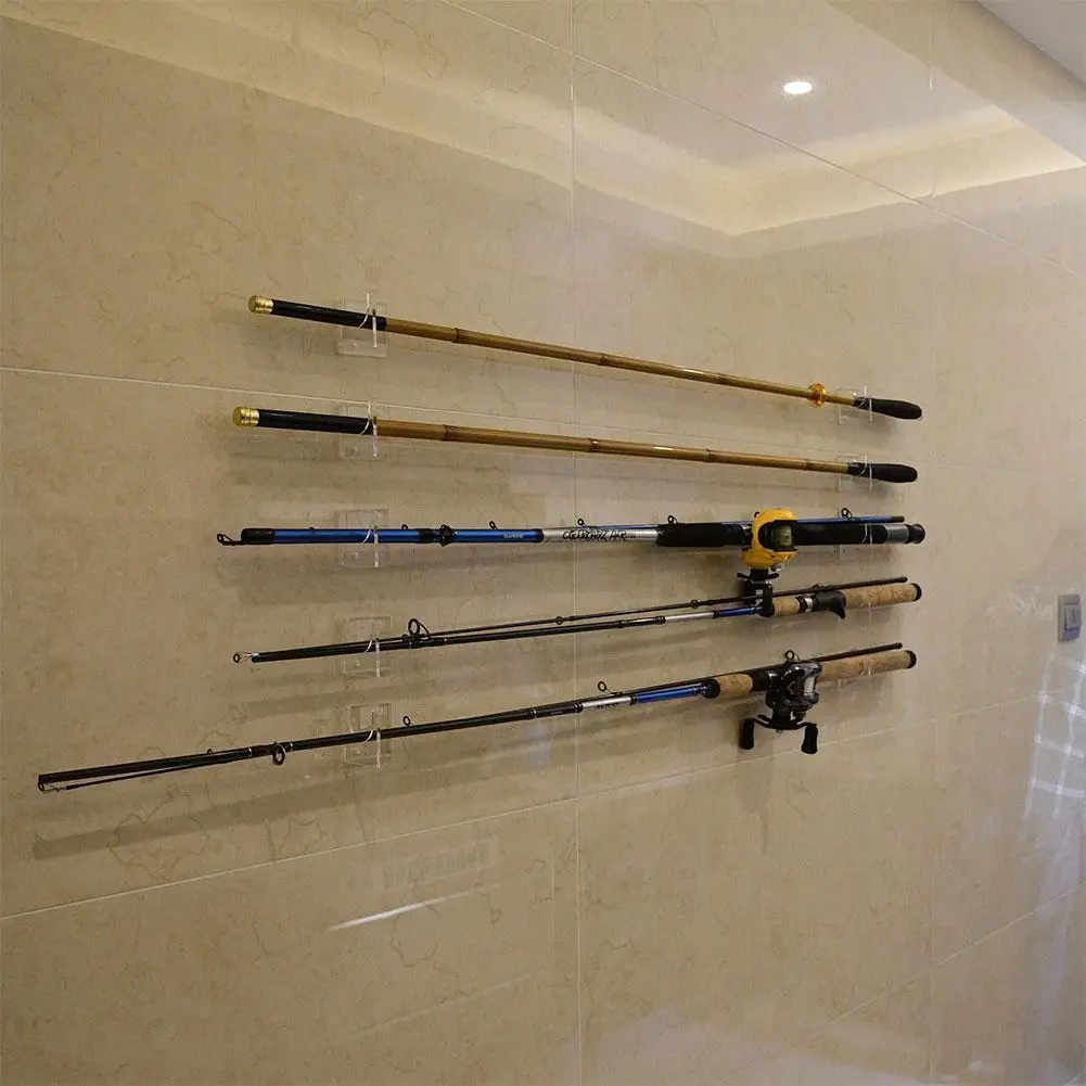 

6pcs Wall Fishing Rod Storage Rack Fishing Enthusiasts Collection Rod Rack Three Sets of Angler Rod Display Accessories Supplies