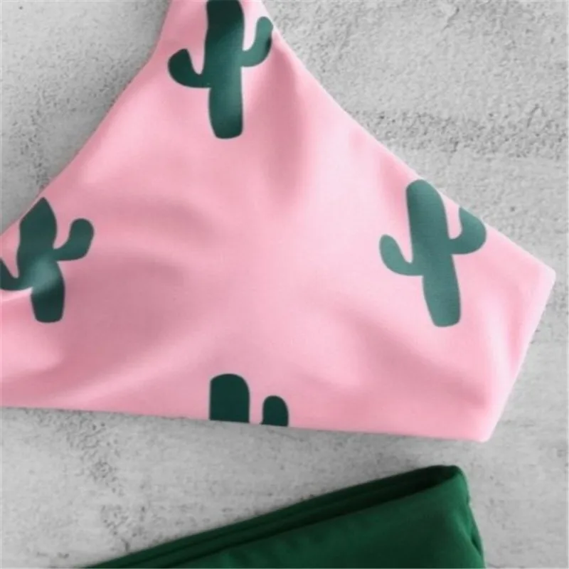 Сексуальное бикини Женский раздельный купальник с принтом кактуса купальный