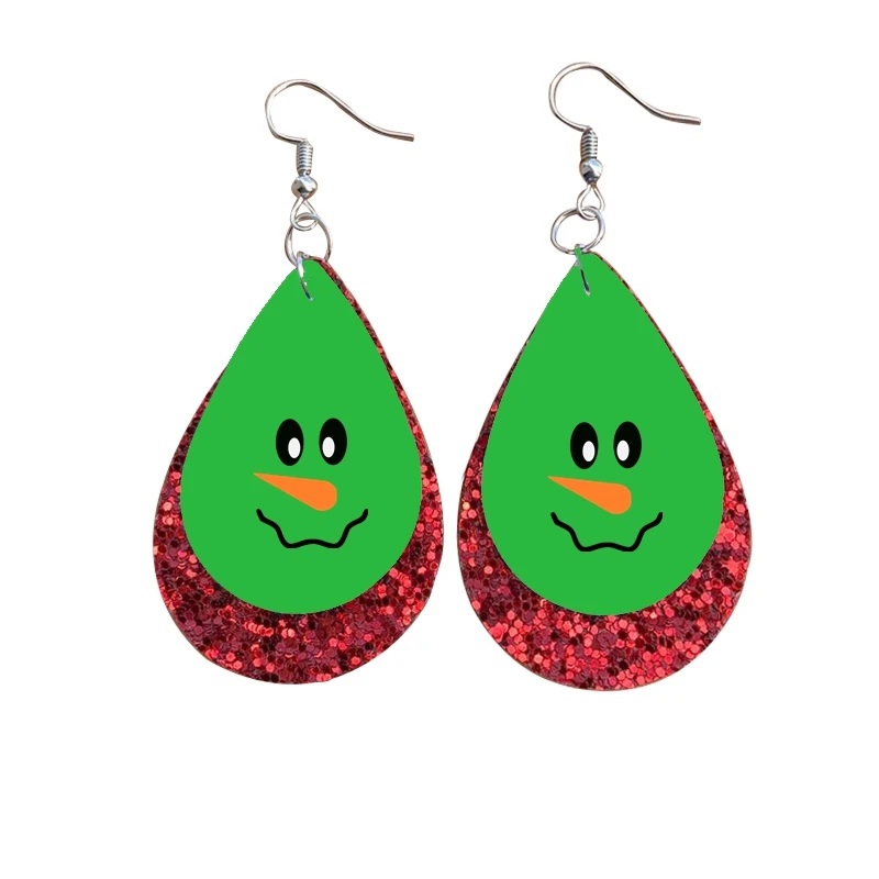 Серьги из искусственной кожи со снеговиком и пугающими лицами подарок на Новый