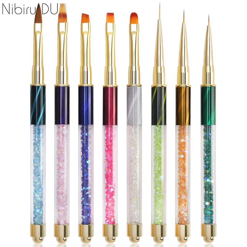 

8pcs/set Nail Art Brushes For Manicure Multi Size UV Gel Nail Polish Dotting Painting DIY Nail Design Rhinestone Manicure Brush