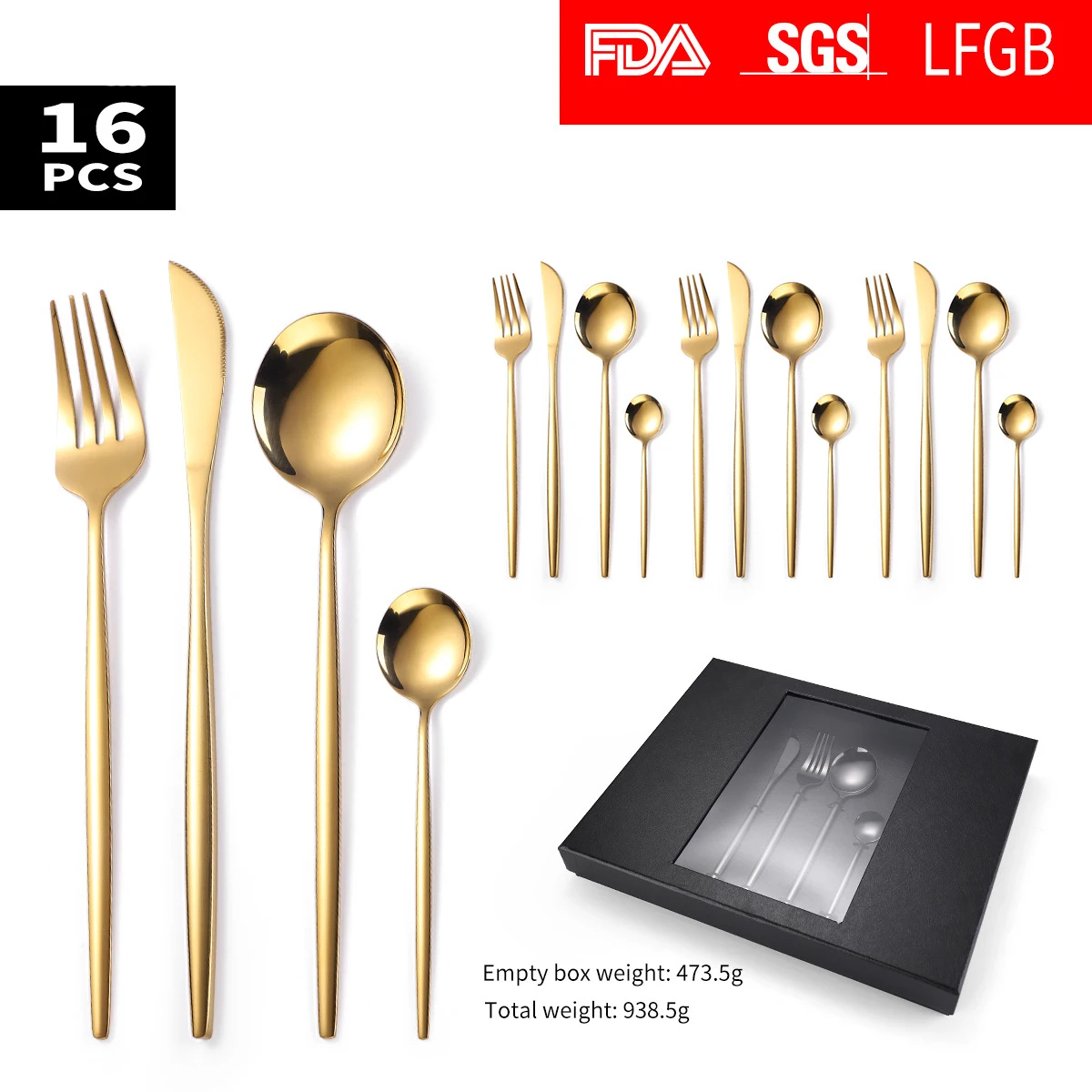 Набор из 16 предметов португальские ножи и вилки ложка Подарочная коробка набор