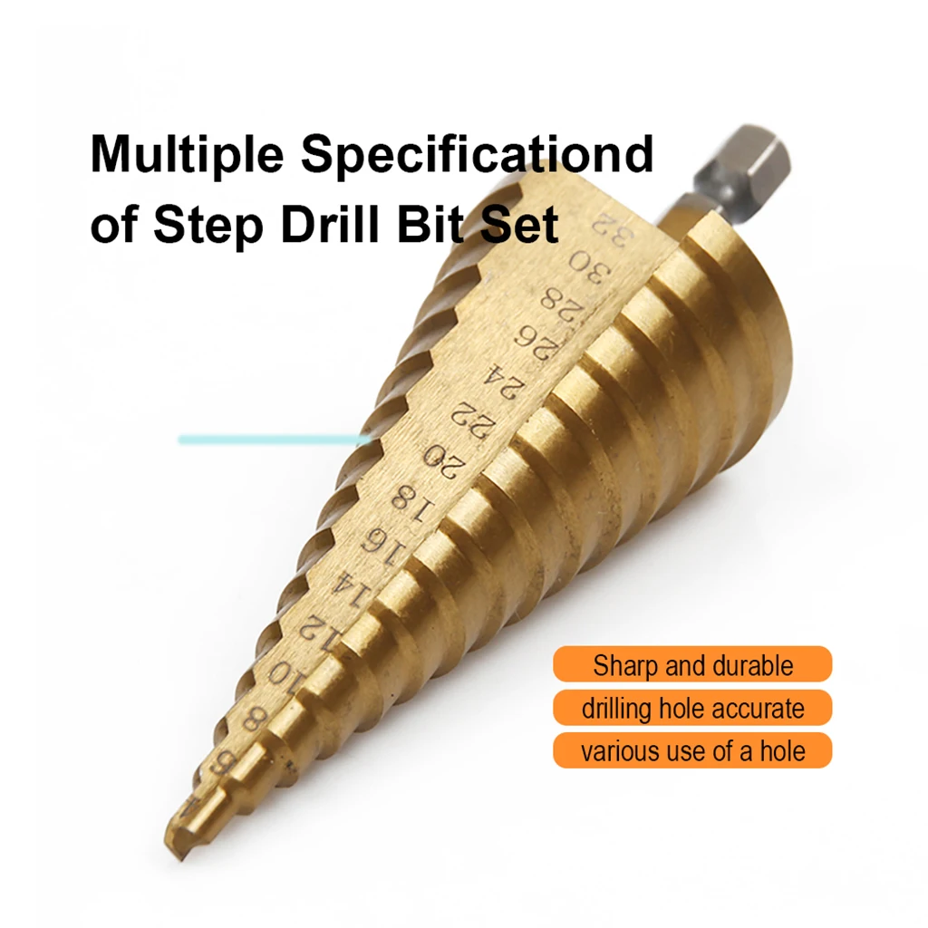 Ступенчатое сверло спиральная фреза HSS стальной конус с титановым покрытием