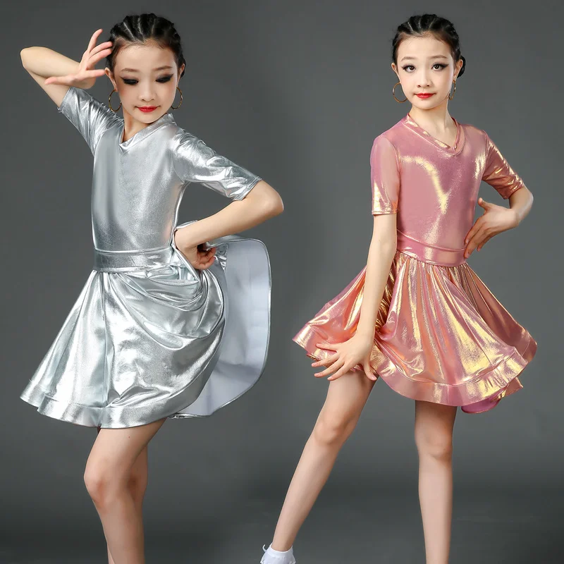 Профессиональное платье для латиноамериканских танцев девочек атласное детское