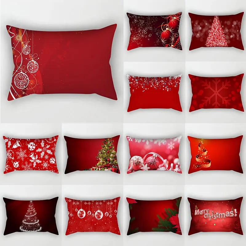 

Throw Pillows Covers Geometric Christmas Cushion Cover Home Supplies 30*50cm Pillow Case Car Decor Pillowslip Refreshing Red