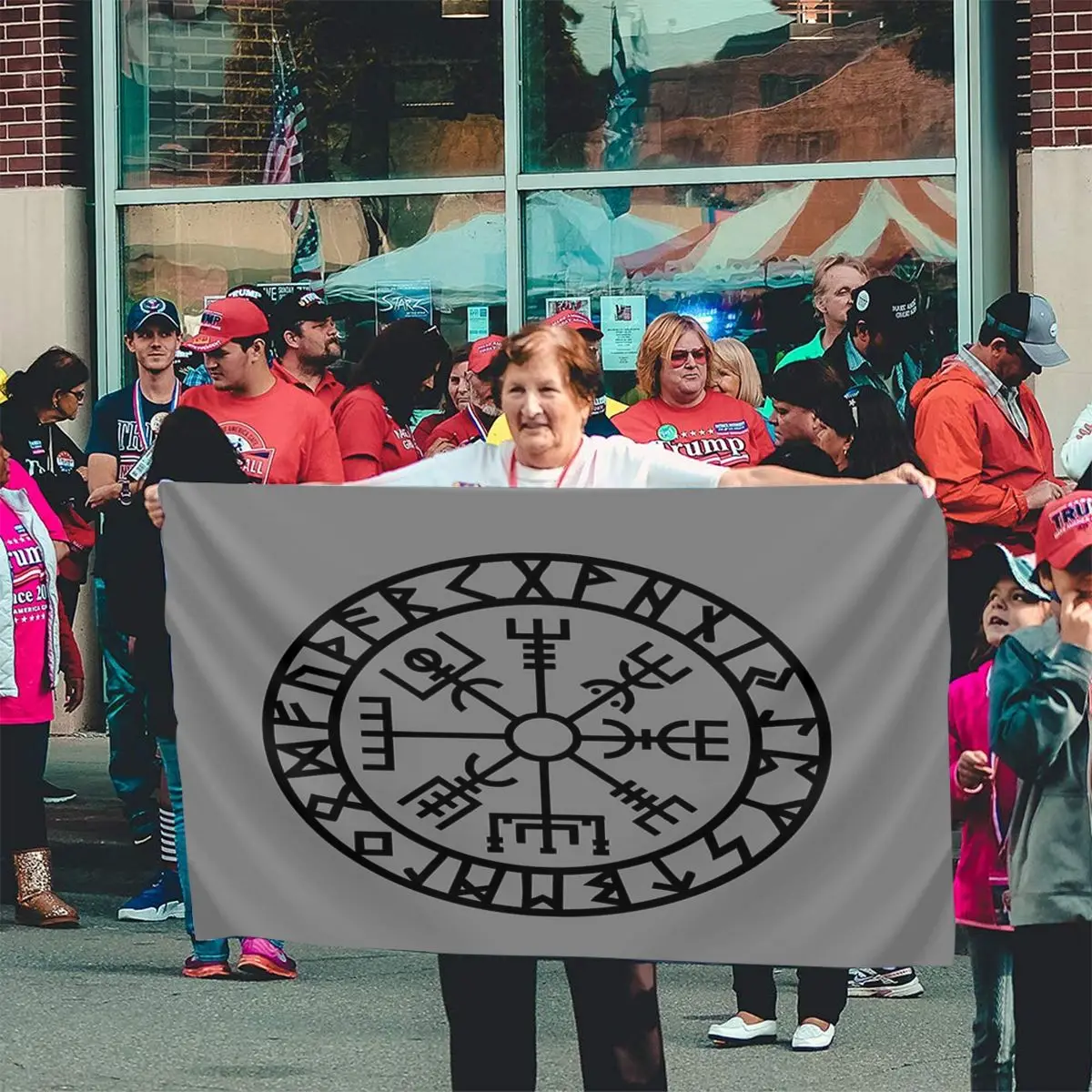 Флаги для лесбиянок Vegvisir - Futhark Runes-Navigator-флаг викингов флаги | Дом и сад