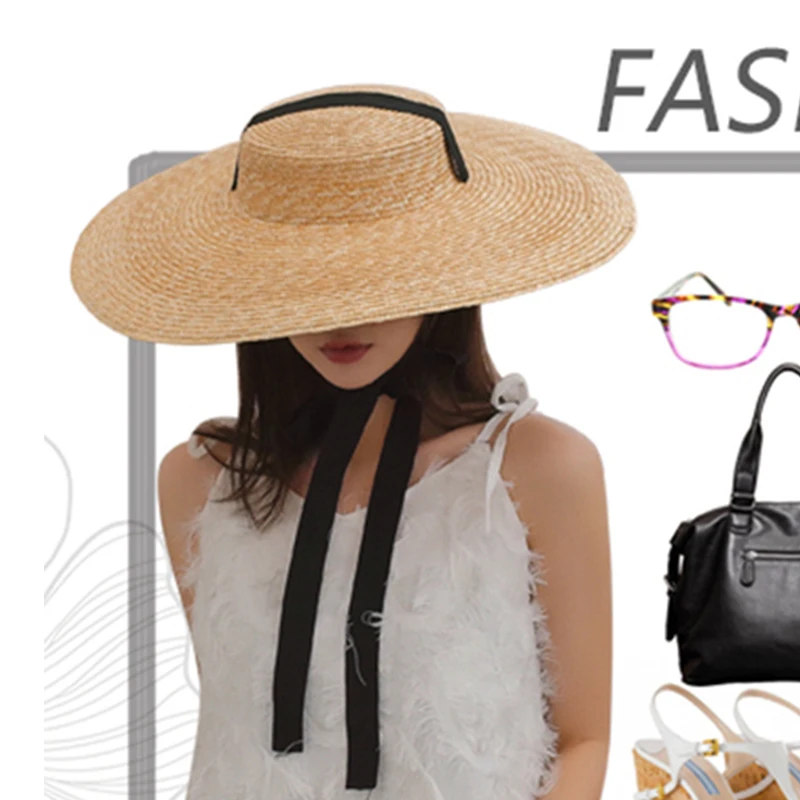 

Шляпа женская Соломенная с широкими полями, Пляжная Панама от солнца в ретро стиле, элегантная, лето 2021