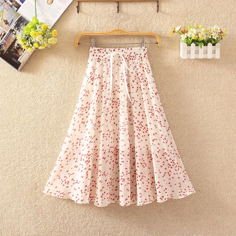 

Women's Floral Skirt High Waist Long Summer 2020 Printed Chiffon Skirt Summer Woman Skirts Mujer Faldas Saias Mulher