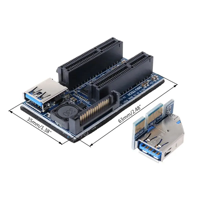 Адаптер для расширения PCIE переходная карта PCI Express USB 3 0 Raiser Riser E Extender X1 на двойной