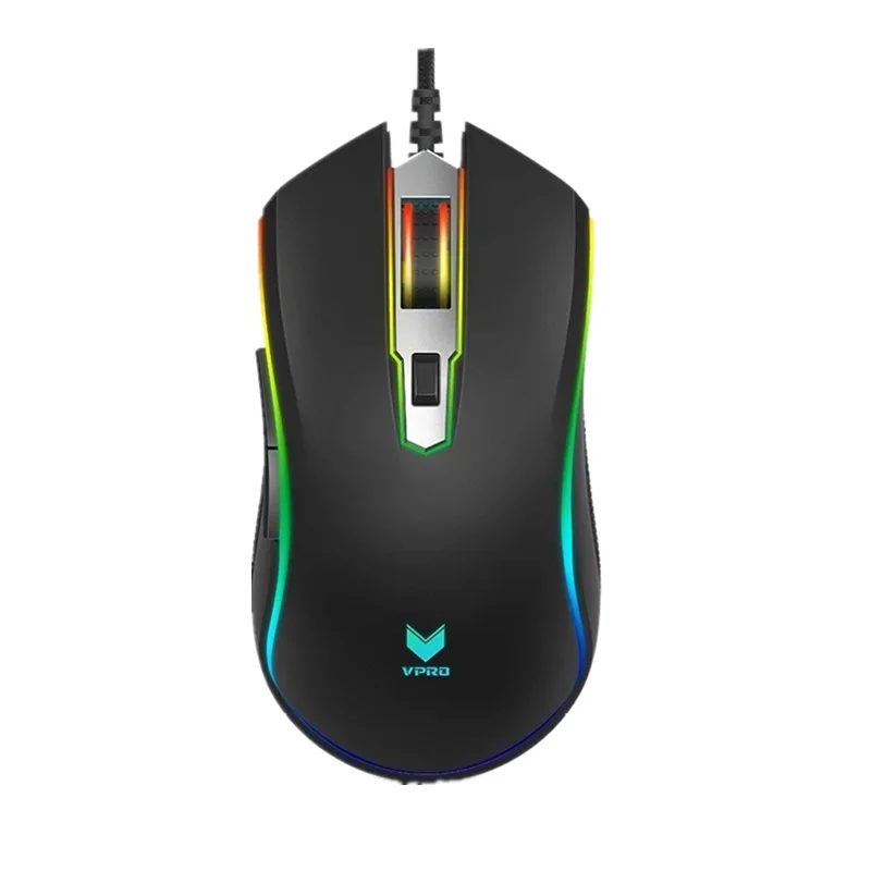 Rapoo V25S 7000 dpi 7 программируемых кнопок Оптический сенсор P3320 RGB подсветка оптическая игровая мышь для профессионального геймера - Цвет: Black