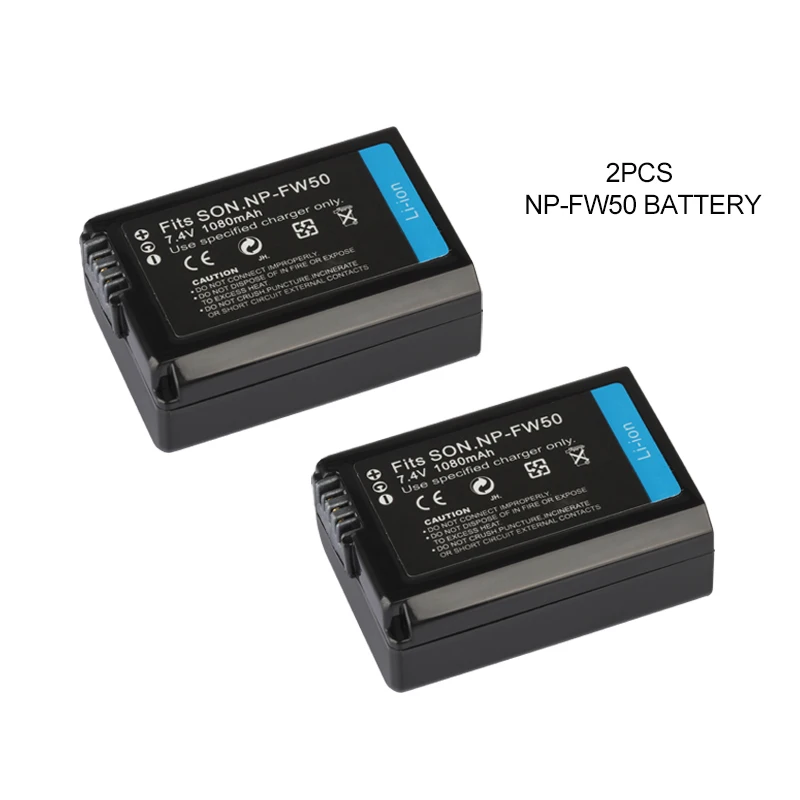 2pcs Battery NP-FW50 Батарея Зарядное устройство для sony a7m2 a7r2 S2 NPFW50 a6500 a6300 a6000 a5000 a3000 NEX-3 QX1 FW50 Батарея 1020 мА-ч - Цвет: 2pcs Battery