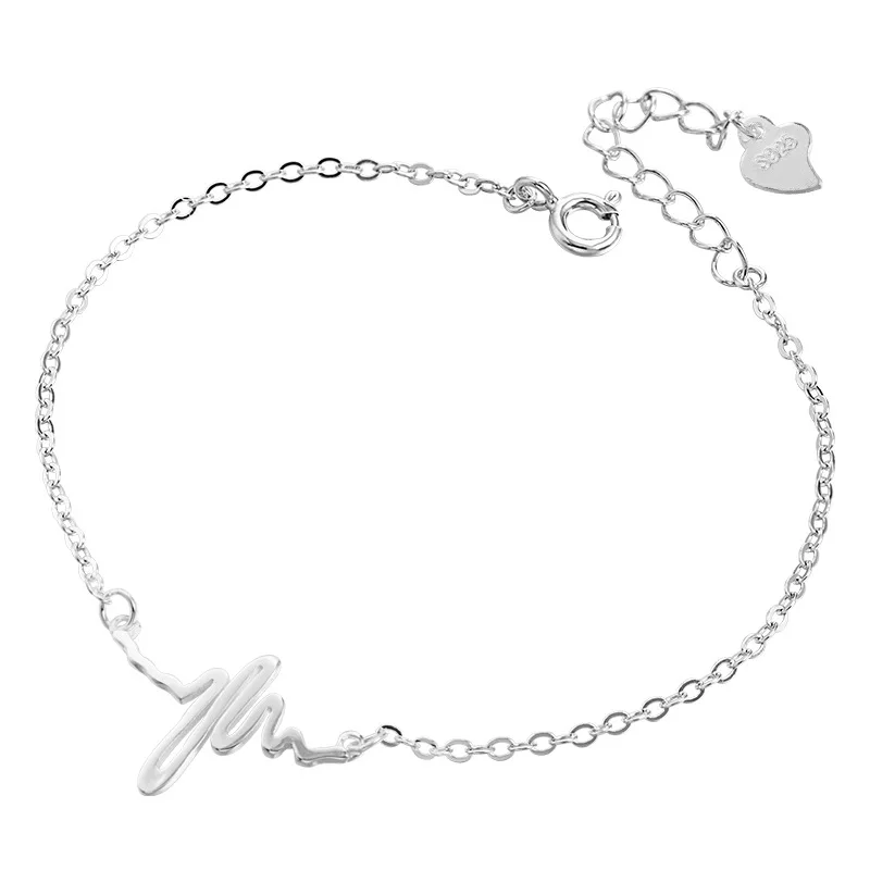 

925 Sterling Silver Electrocardiogram Bracelets For Women Original Personality Girl Prevent Allergy Sterling-silver-jewelry