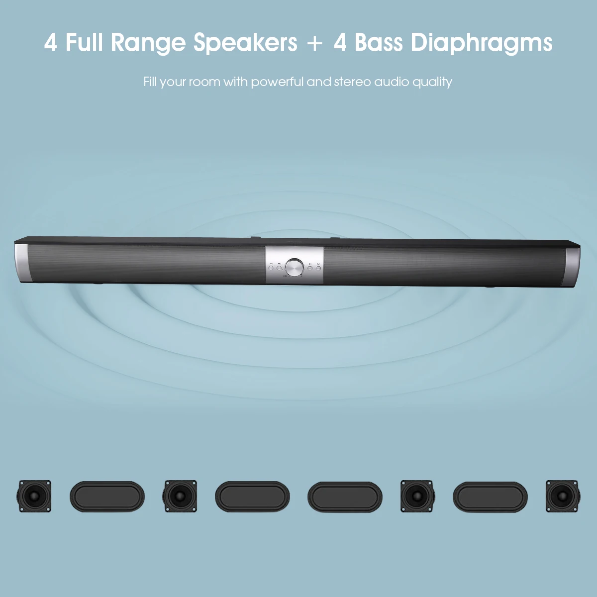 Портативный 40 Вт Беспроводной Bluetooth Колонка HiFi стереозвуковая панель дистанционного Управление NFC на стене сабвуфер для ТВ ПК DV