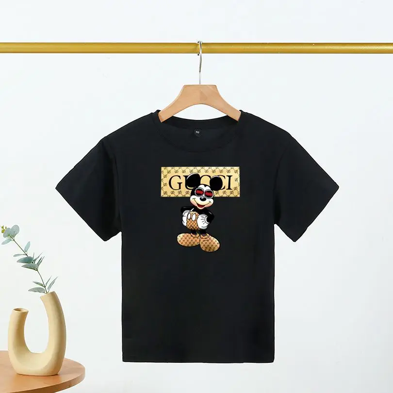 

Brand Youth Fashion Mickey Print Short Sleeve T-shirt Comfortable Casual Loose Girls T-shirt 4-14 Years Old