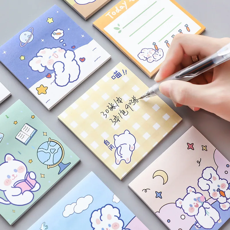 

90Page Cartoon Cute Sticky Notes Student Office School Supplies Memo Pads Kawaii Decor Message Planner Label Paper Tearable Plan