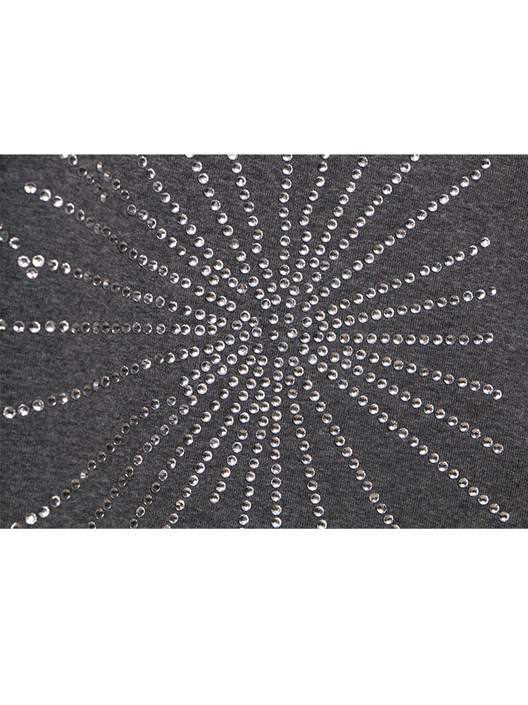 

Sun flower heavy craft hot drilling bandage waist dress female spring autumn stretch fireworks diamond cotton knit dress