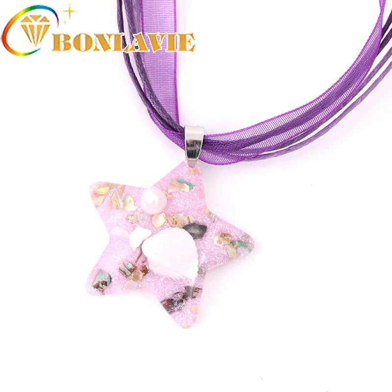 Модное ожерелье BONLAVIE с подвеской в виде ракушек и со звездами для девушек длинная