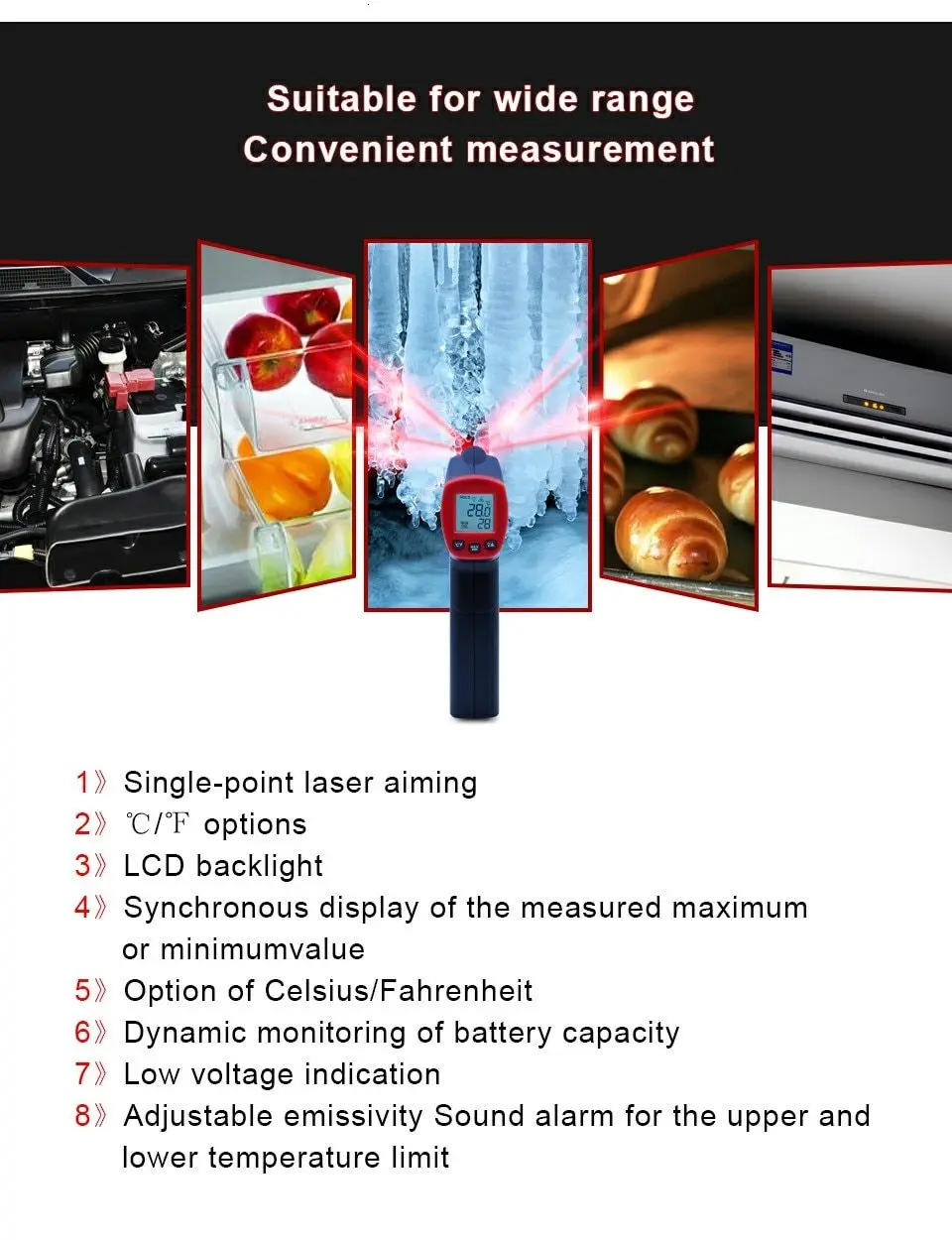 UNI-T UT300S Инфракрасный термометр бесконтактный быстрый тест макс мин дисплей Промышленный Мини цифровой измеритель температуры