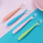 Горячая Распродажа детская мягкая силиконовая ложка конфетного цвета с датчиком температуры детская еда детские инструменты для кормления детские вещи посуда