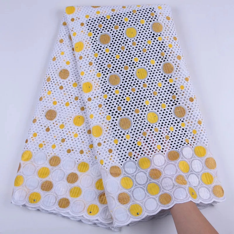 Белая желтая швейцарская вуаль кружева ткань с камнями вышивка кружевная