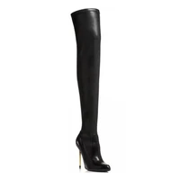 solid color stiletto heel metal back zipper over the knee boots women super high metal stiletto pointed toe sexy catwalk boots