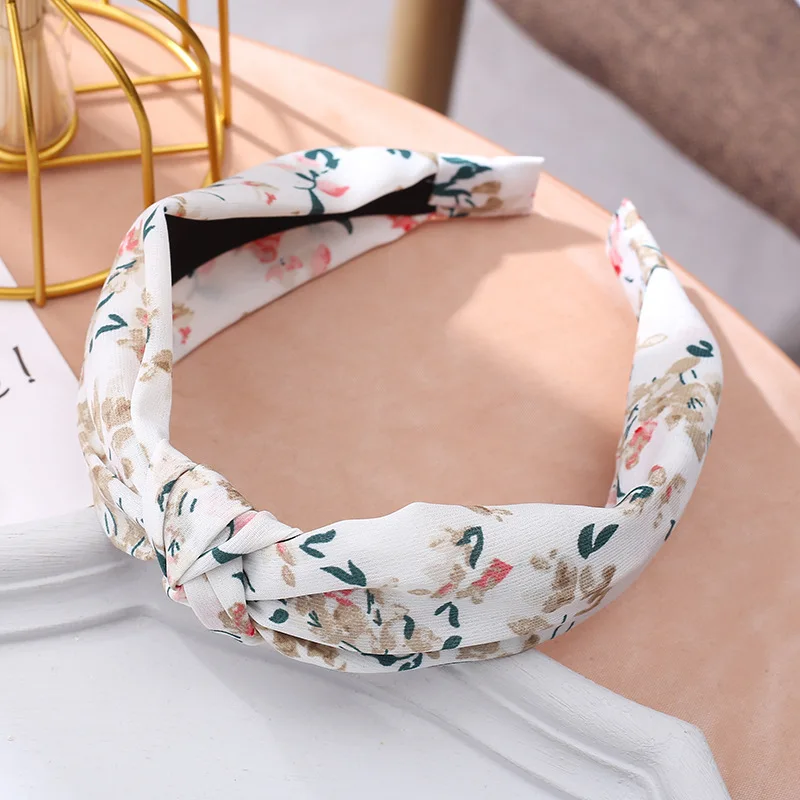 

Middle Knotted Hair Hoop Cross Knot Fashion Hair Accessories Elegant Flower Pattern Head Hoop Floral Print Headband Knot Turban