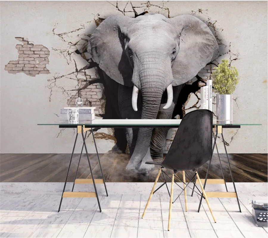 Индивидуальные 8d фото обои 3d росписи стерео слон художественный фон настенные