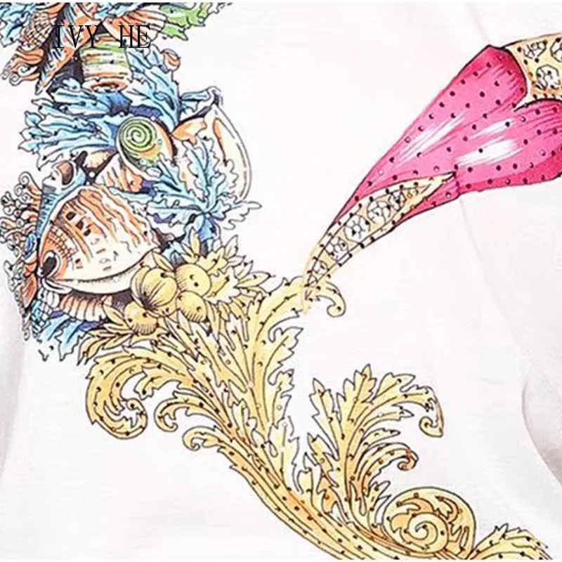 

IVY HE High Quality Women's Clothing Summer 2021 Designer Fashion Casual Printed Top Sleeve T-Shirt Women's Shorts Sets 2 Pieces