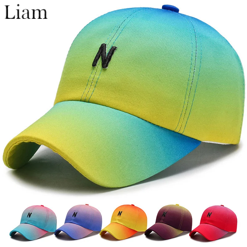 Кепка с градиентом для мужчин и женщин бейсболка надписью N Нью Йорк стиль хип хоп
