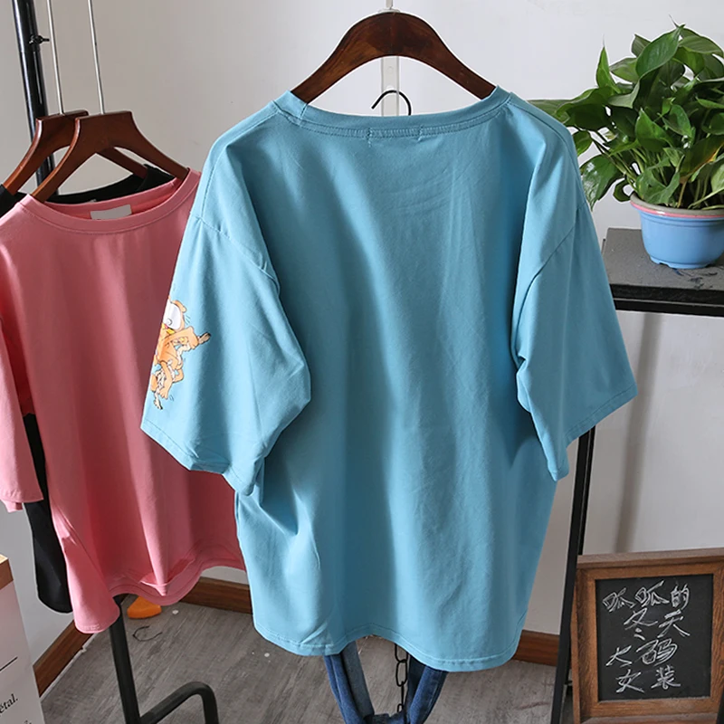 Футболка женская с коротким рукавом свободная повседневная хлопковая майка