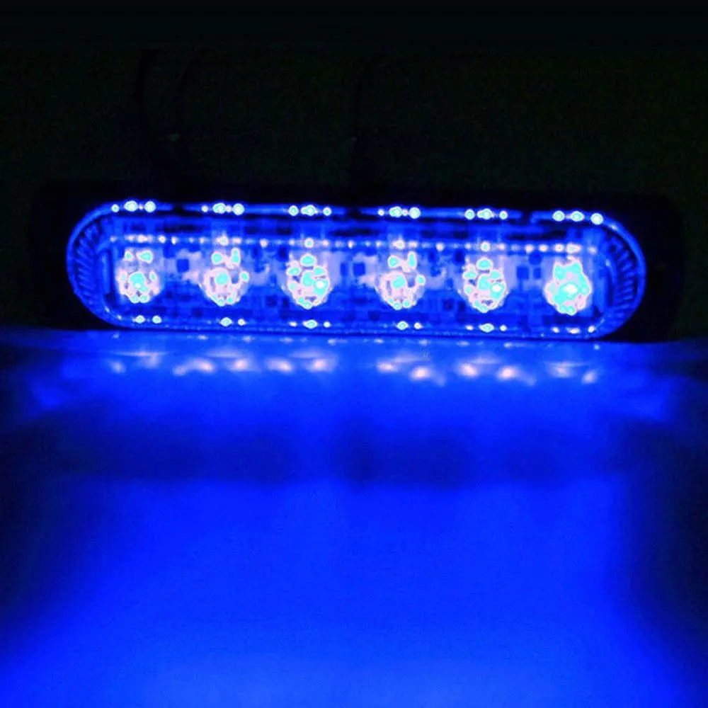 6 LED Blue 4/6 светодиодный 12W фары для автомобилей Грузовик Strobe маяк Предупреждение лампы опасности решетка мигающий светильник аварийного маркер светильник s желтый/красный/синий/белый - Цвет: 6 LED Blue