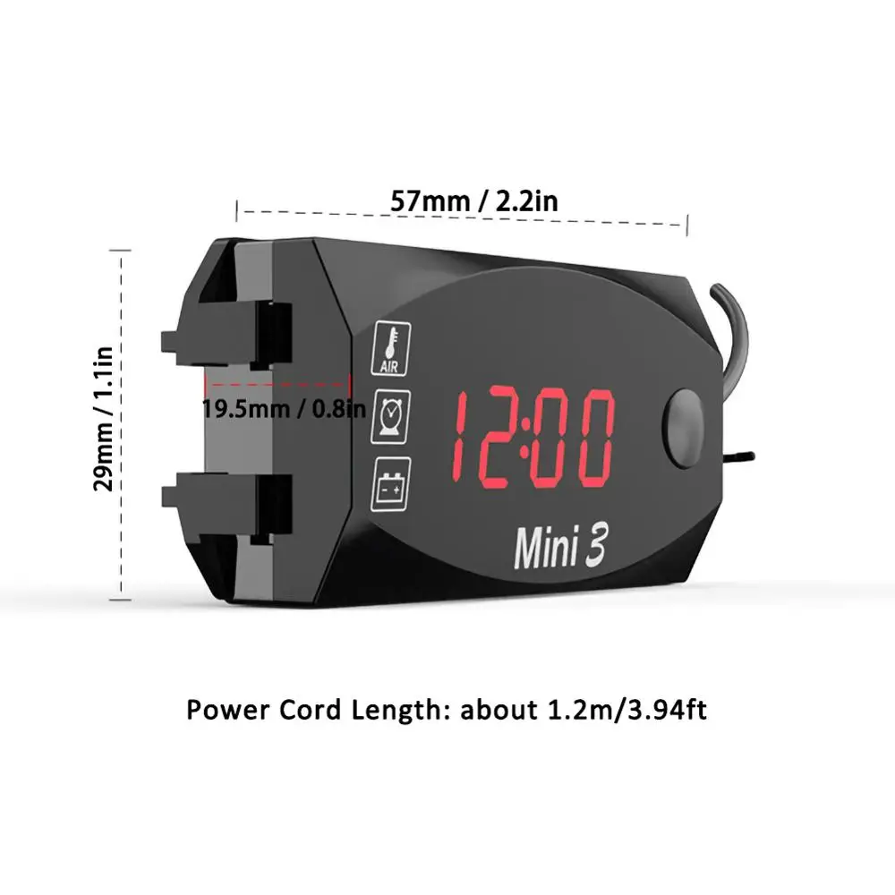 

Motorcycle Electronic Clock Thermometer Voltmeter Three-In-One Waterproof Dust-proof Voltmeter