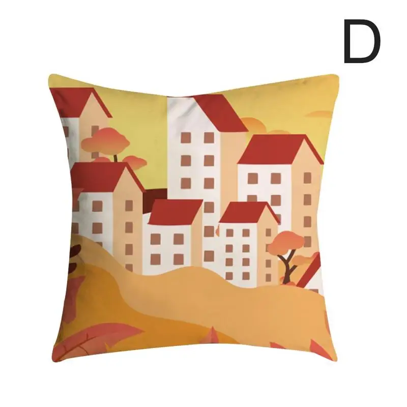 

Peach Skin Hug Pillowcase Autumn Pastoral Landscape Pattern Decoration Pillow Pillowcase Chair Tree Sky Pattern Hot Sale