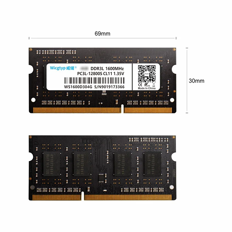 Оперативная память Wicgtyp DDR3 4 ГБ 8 1600 МГц 204pin для ноутбука с высокой