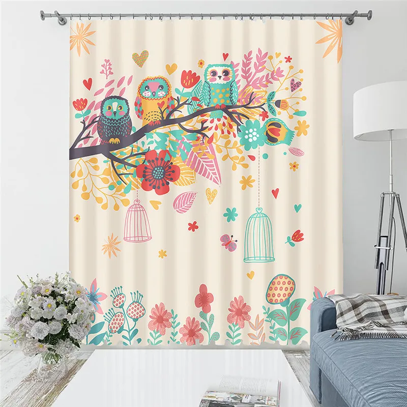 Затемняющие детские шторы с рисунком Совы и пары комплект для занавесок подходят